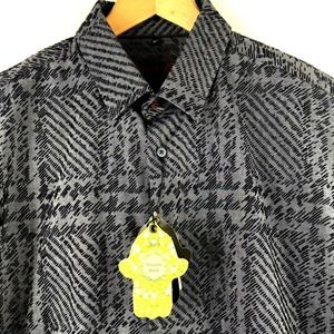 VISCONTI Black Mens Modern Chevron Raised L/S Shirt XLT NEW $165 Club Holiday